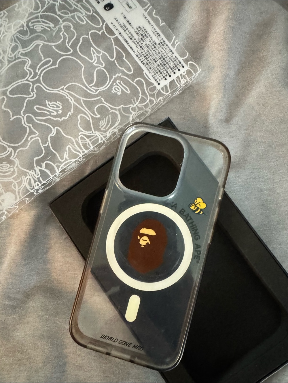 A Bathing Ape Clear MagSafe iPhone Case - Black with Ape Logo